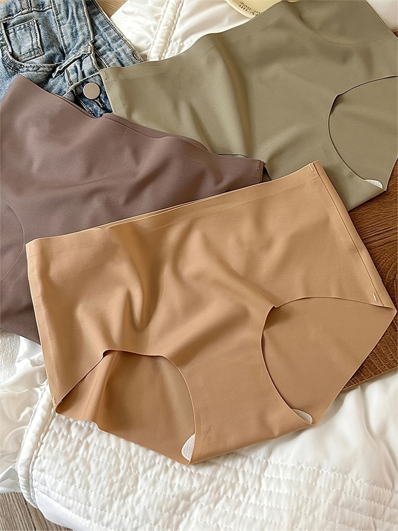 6-Pack Seamless Solid Color Panties for Women Mid Rise Briefs Knit Fabric