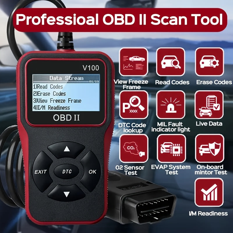 OBD2 Scanner Code Reader Diagnostic Tool for Vehicles with LCD Display
