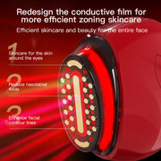 Qizil qo'l uskunasi, 3 ta teri parvarishi rejimi, USB orqali zaryadlanadigan, ergonomik dizayn, rangli yorug'lik bilan dam olish, uyda foydalanish, och bej parvarish aksessuarlari.