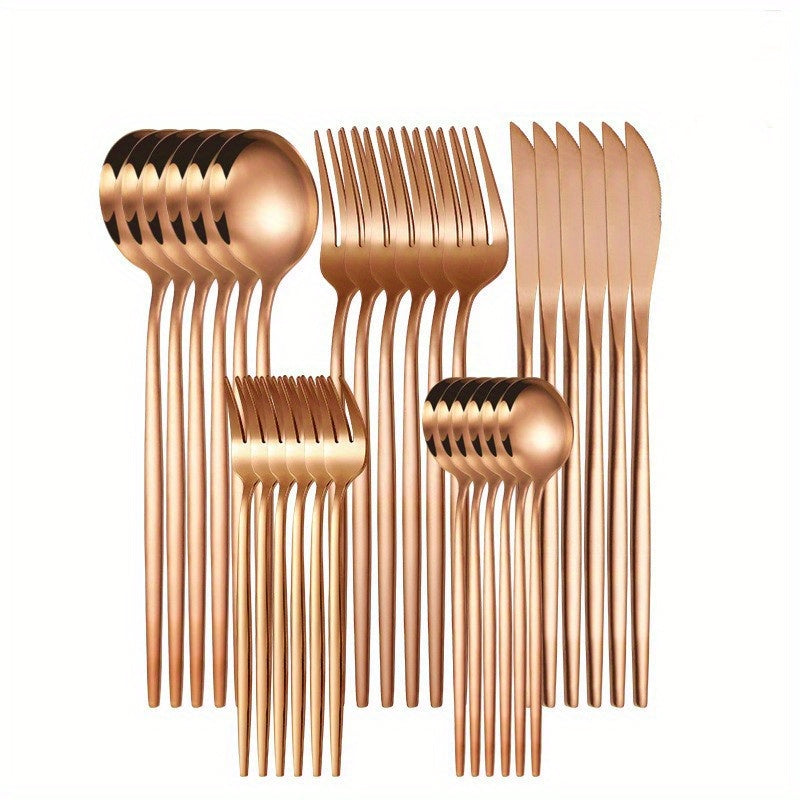 30-частный набор португальских столовых приборов из нержавеющей стали с тонкими ручками, идеальный для стейка, ужина и десерта, идеально подходит для домохозяйств, отелей и ресторанов.