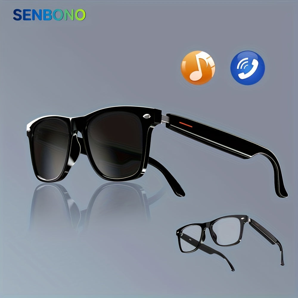Smart Glasses with Blue Light Filtering Polarized Lenses Wireless Audio Touch Voice Assistant
