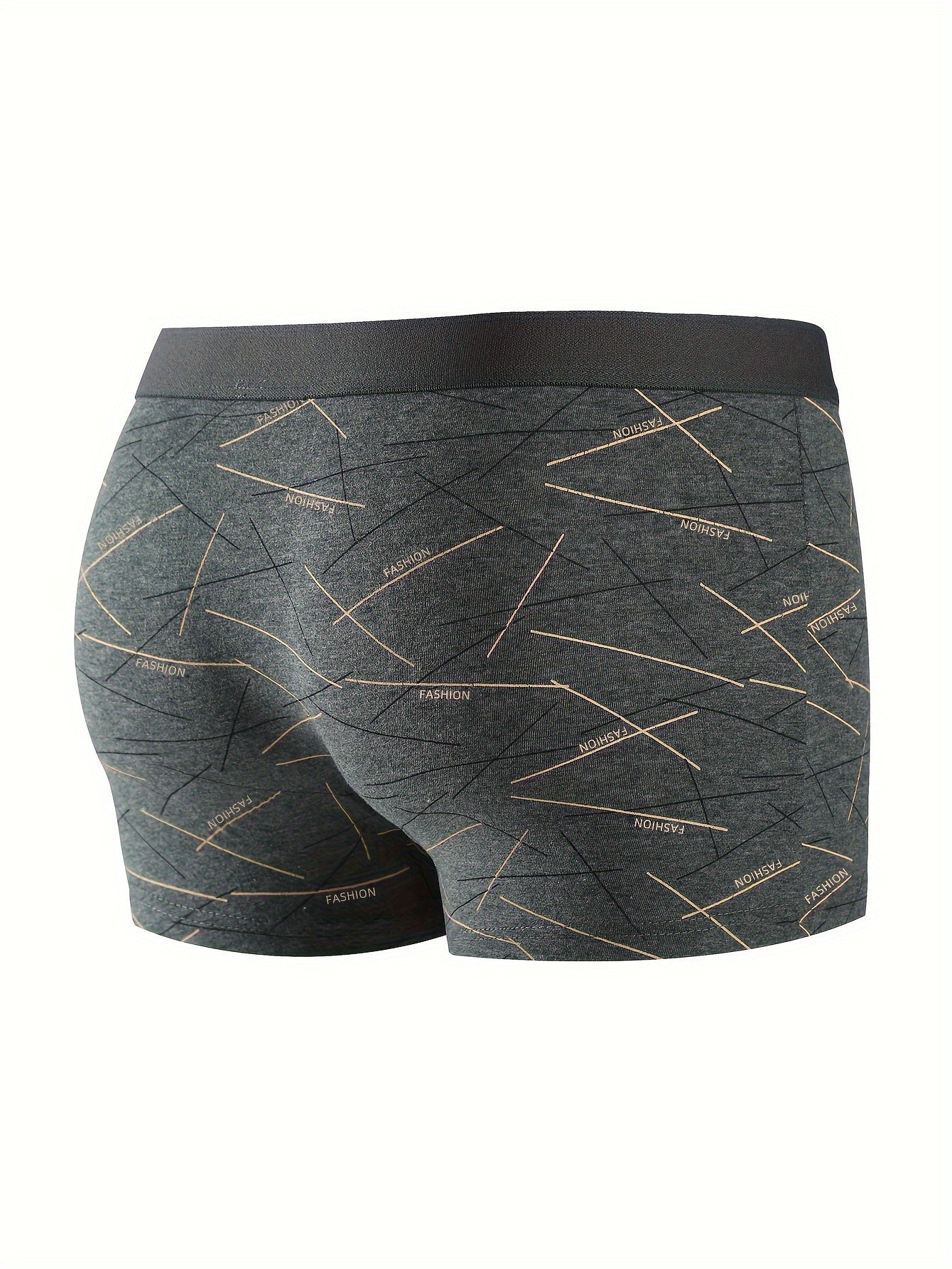 Men's Boxer Shorts Geometric Pattern Polyester Spandex Loose Fit Casual