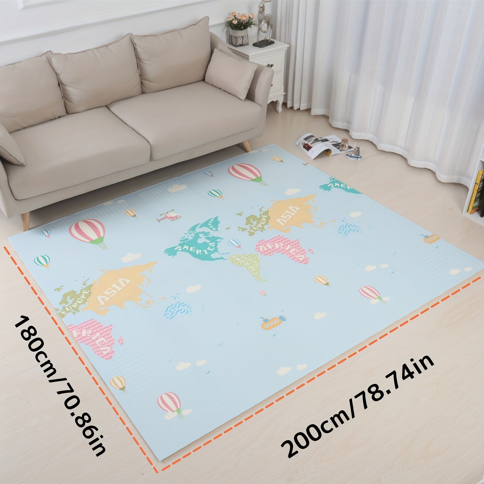 Large Waterproof Double-Sided Baby Play Mat for Crawling 200cm x 180cm