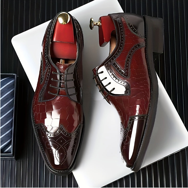 Men's Wingtip Brogue Shoes Leather Business Formal Office Breathable Anti-skid Spring Summer Autumn