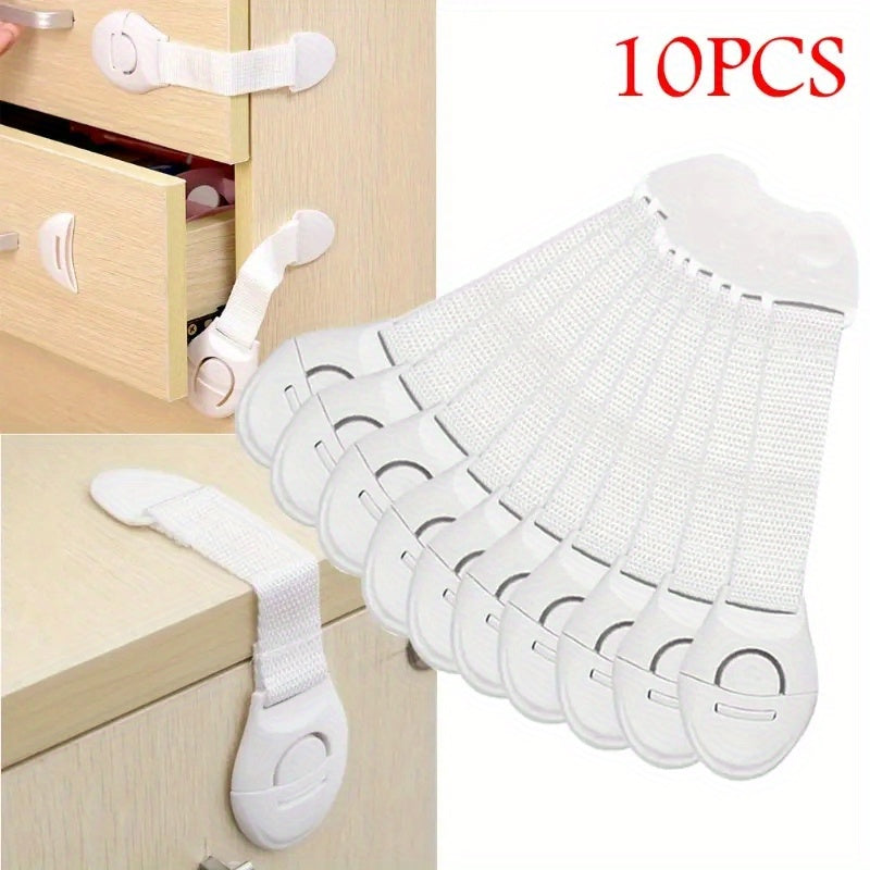 Kids Safety Cabinet Locks Set of 10 Baby Proof Drawer and Door Locks Plastic