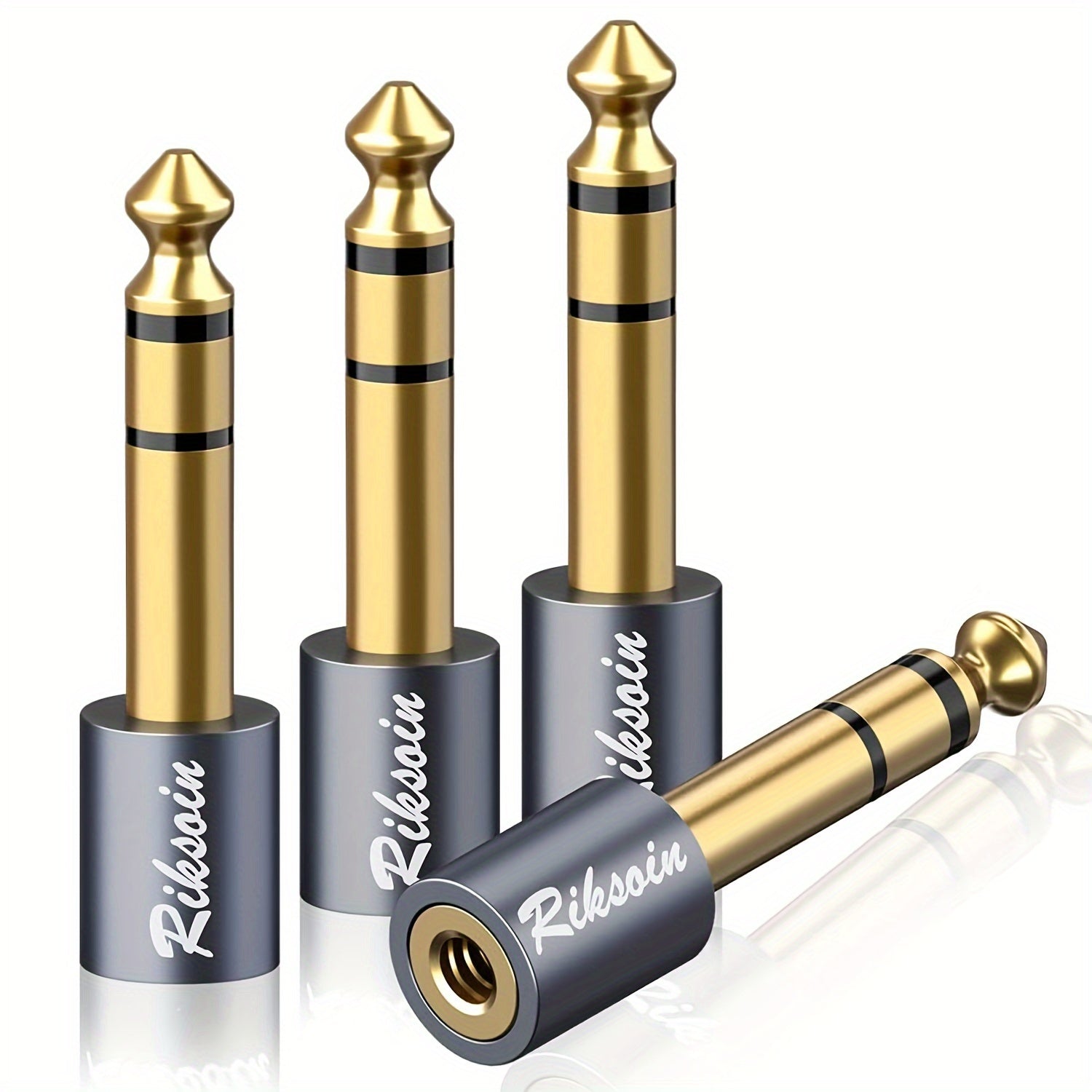 6.35mm Male to 3.5mm Female Stereo Headphone Adapter Alloy Black High Fidelity