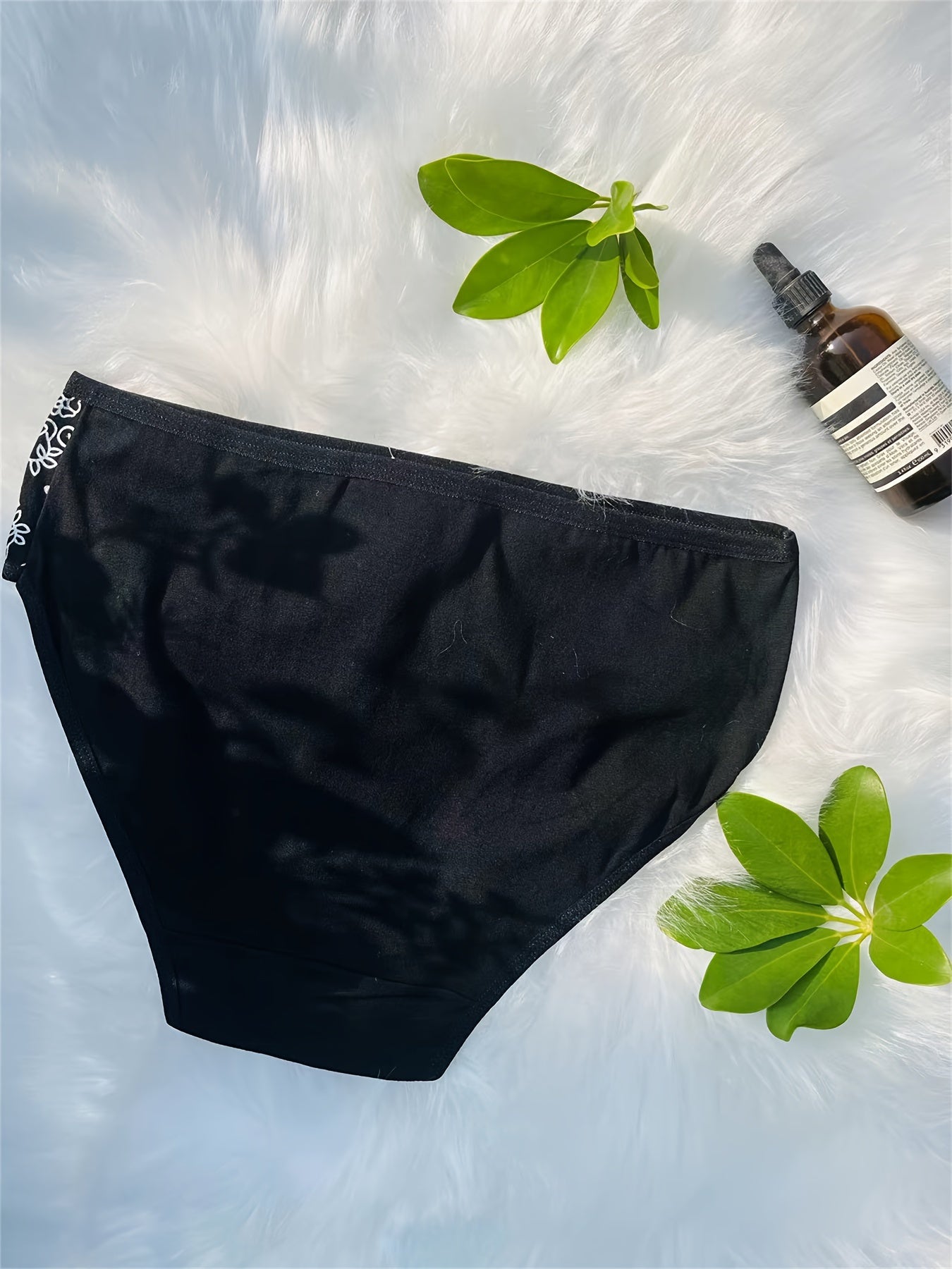 Women's Floral Embroidered Mid-Rise Briefs with Eyelet Details Breathable Knit Fabric