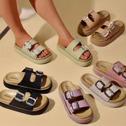 Women's Summer Flat Sandals Trendy Open Toe Slip-On Casual Shoes