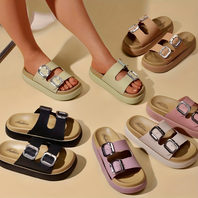Women's Summer Flat Sandals Trendy Open Toe Slip-On Casual Shoes