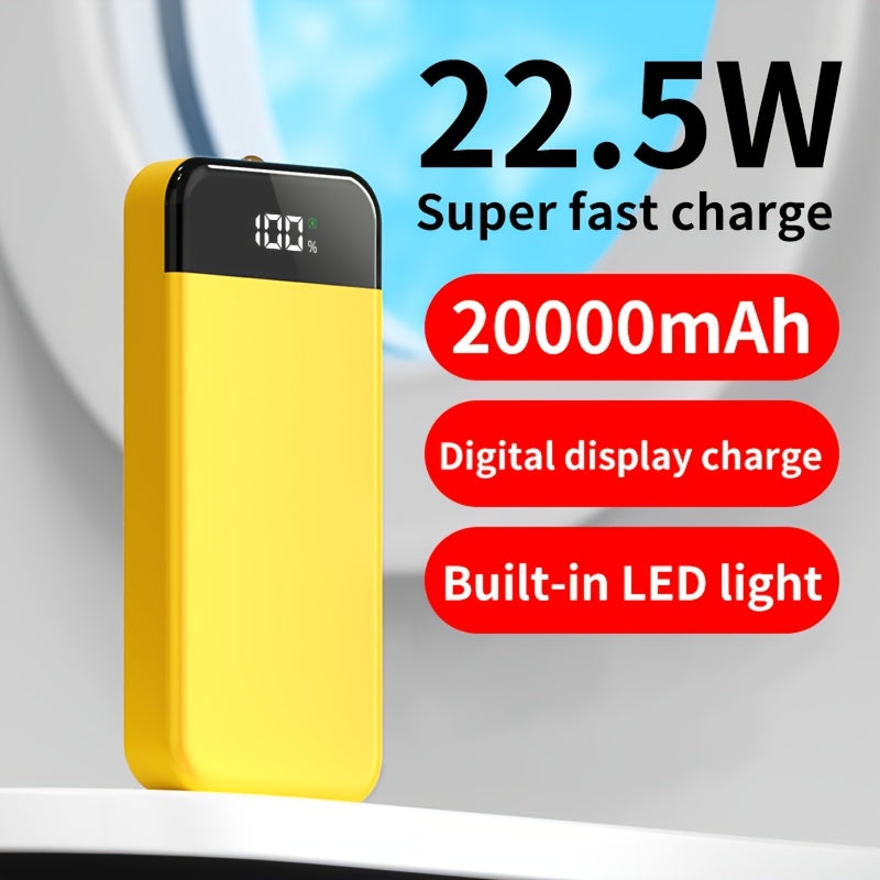 20000mAh Portable Power Bank with 22.5W Fast Charging and LED Camping Light