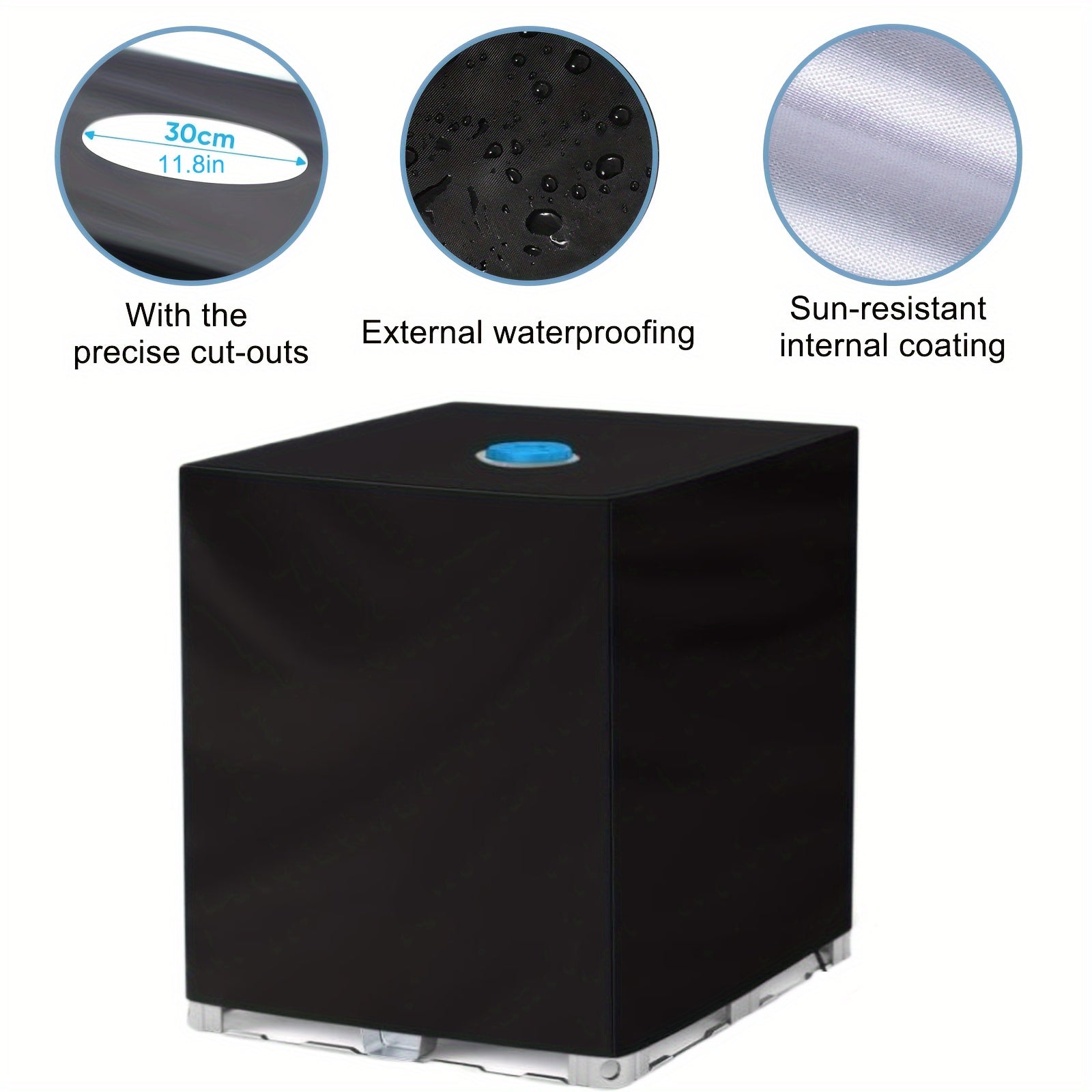 275 Gallon IBC Tote Cover Black Sunshade for Outdoor Garden Tanks