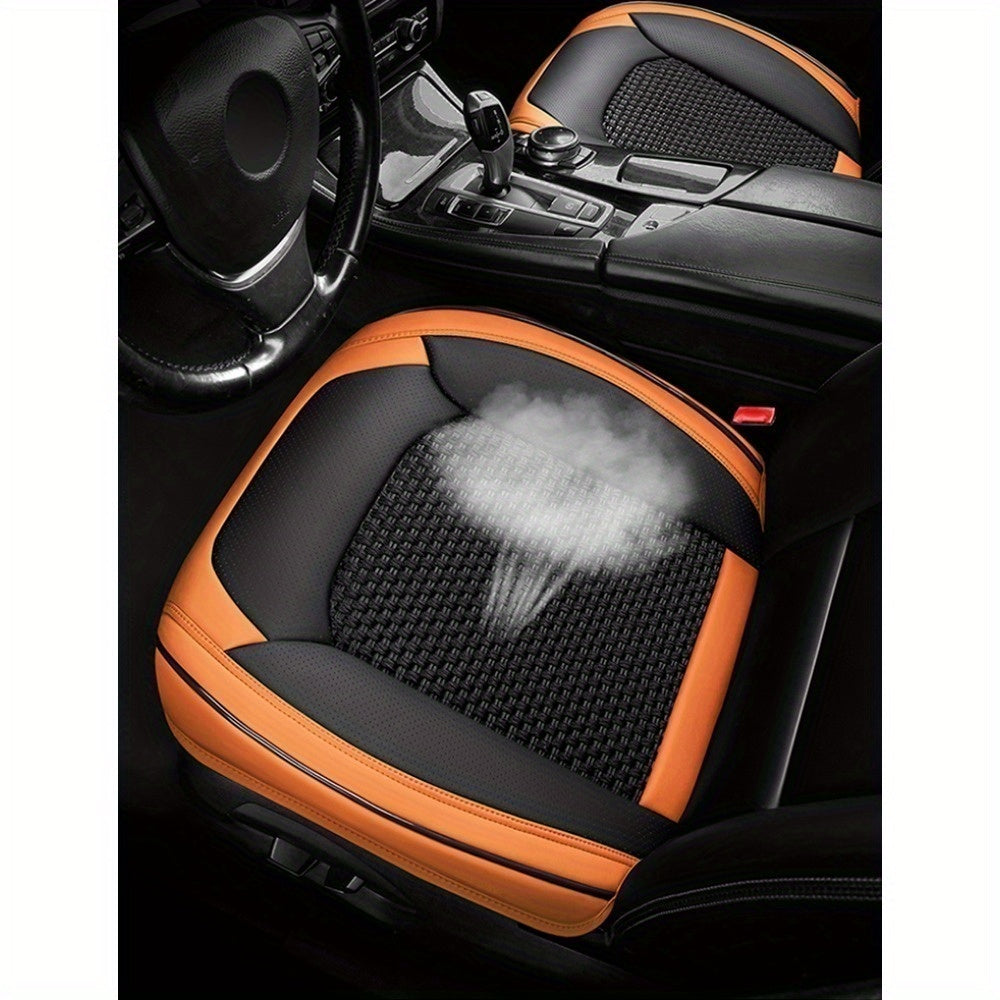 Funda de cojín de asiento de coche cuadrada de cuero sintético transpirable y de secado rápido, universal