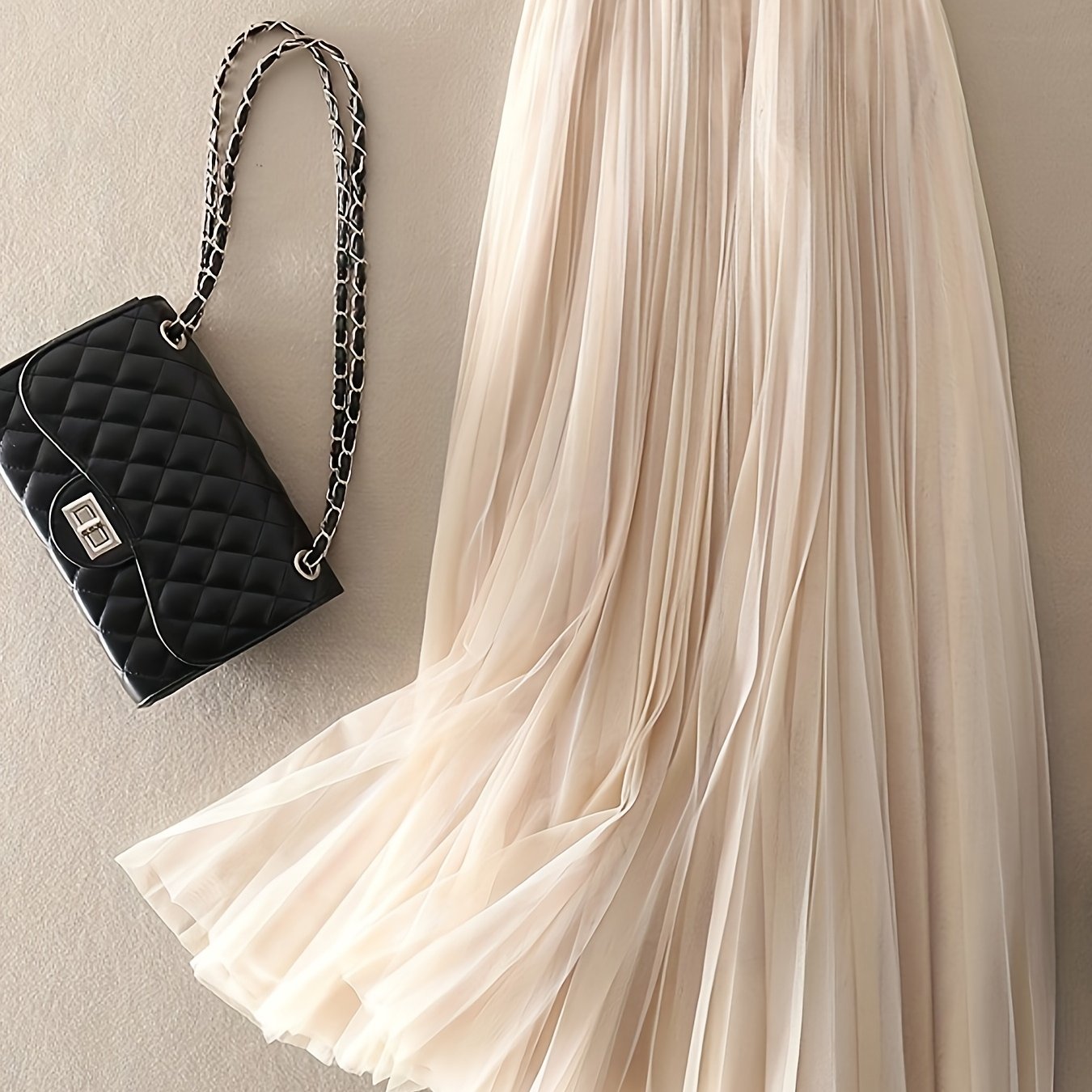 Women’s Tulle Skirt 3-Layer A-Line Midi Solid Polyester Elegant All Seasons