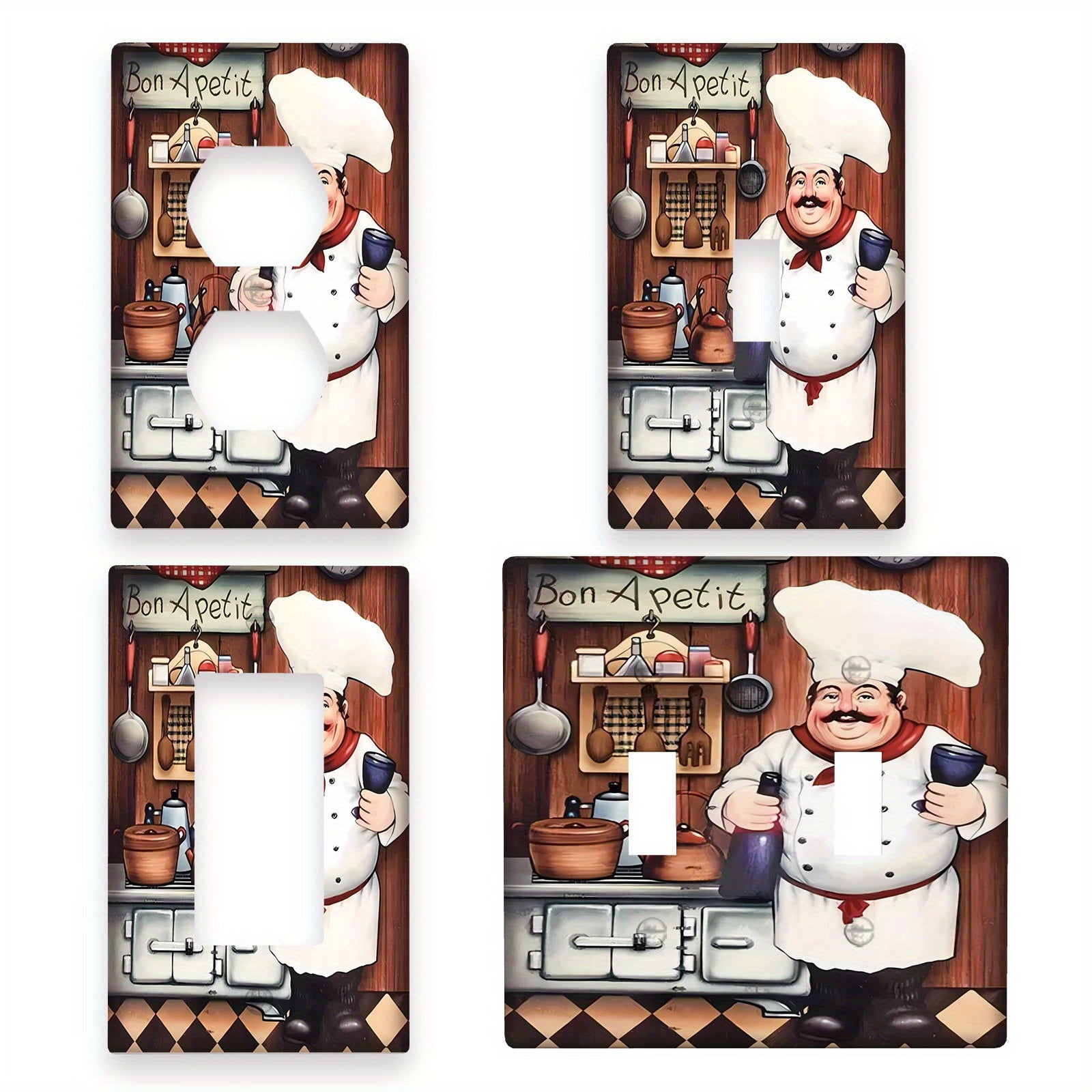 "Bon Appetit Chef" oshxona devor kalit qopqog'i zamonaviy san'at agate tosh akvarel dizayni bilan, batareya talab qilinmaydi, uy bezaklari uchun.