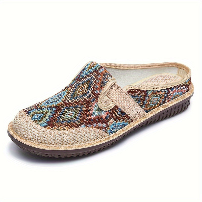 Women's Colorful Geometric Print Casual Slip-On Mules Lightweight Shoes