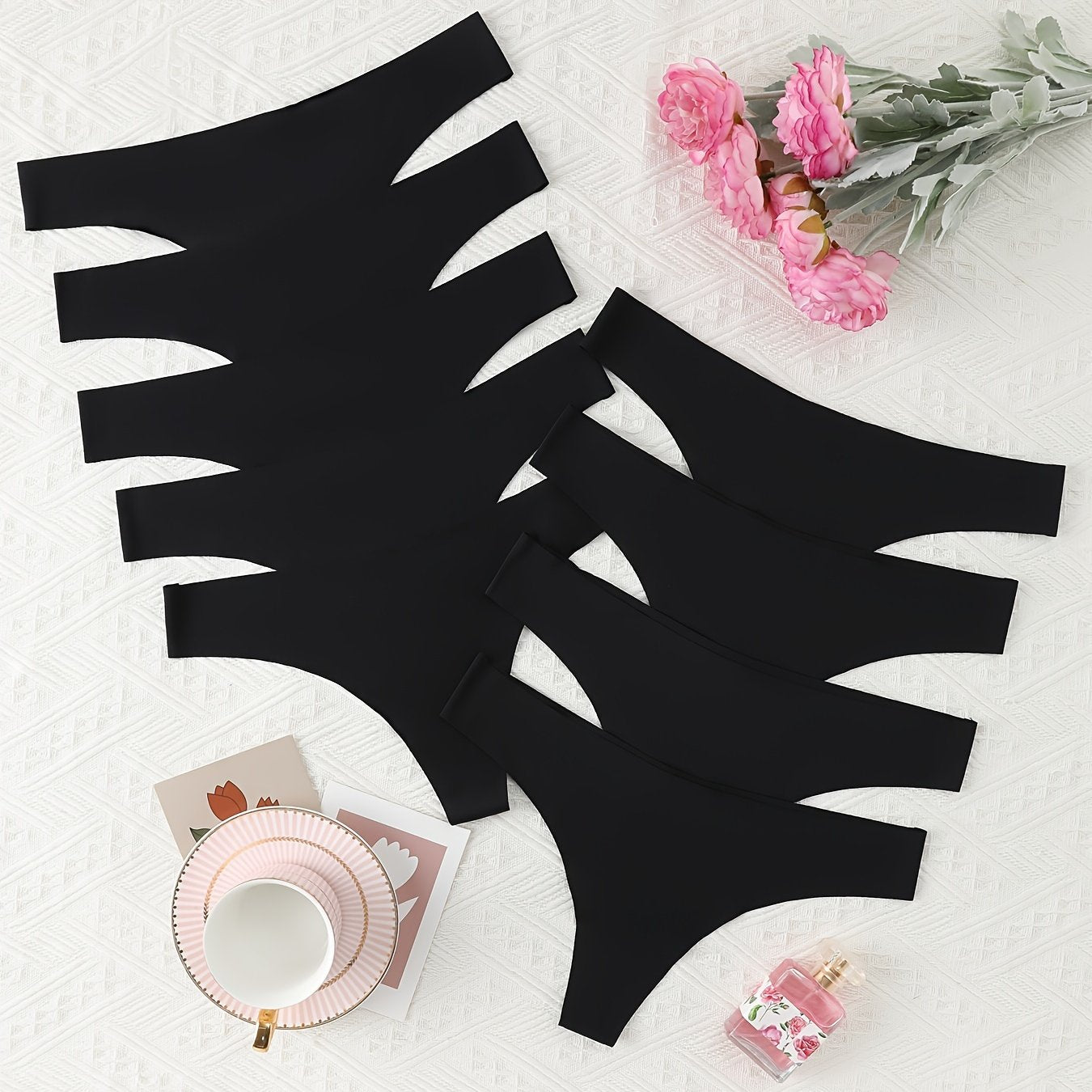 Women Seamless Thongs Set 9 Pieces Breathable Solid Color Lingerie