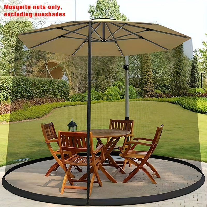 3.05m Waterproof Polyester Patio Umbrella Mosquito Net with Double Zippered Door