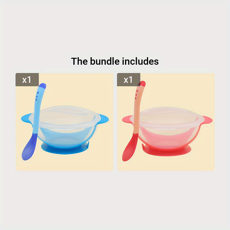 Bola uchun ovqatlanish bochka va qoshiq, silikon, sirg‘almas, haroratni o‘lchash, oziq-ovqat uchun xavfsiz