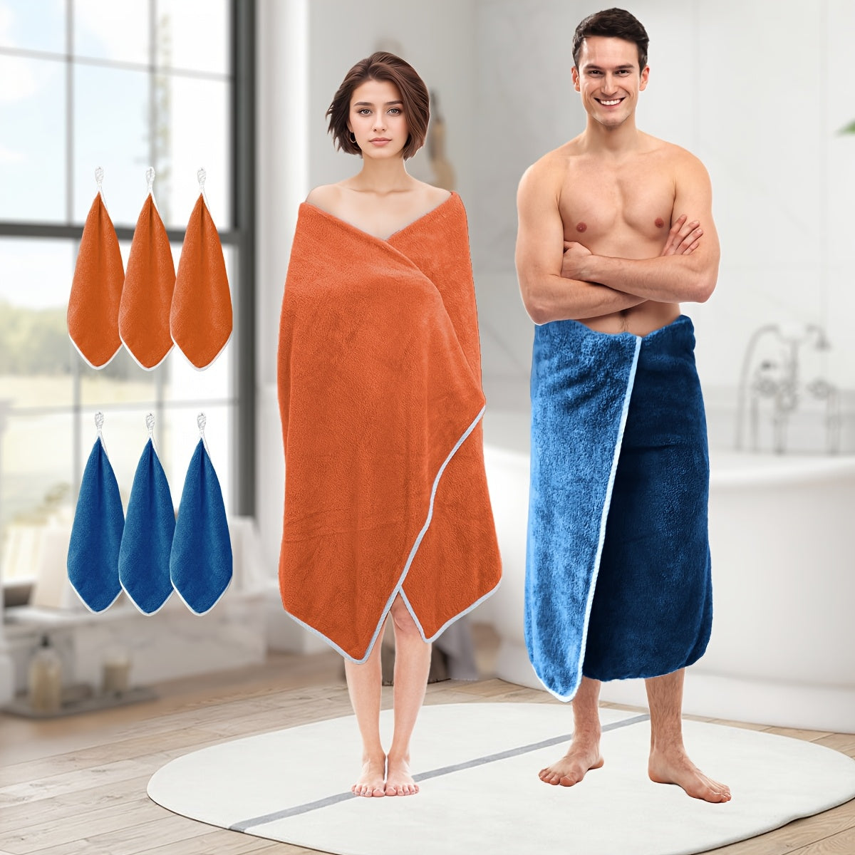 8-Piece Large Soft Absorbent Towels with Hair Drying Turban Set