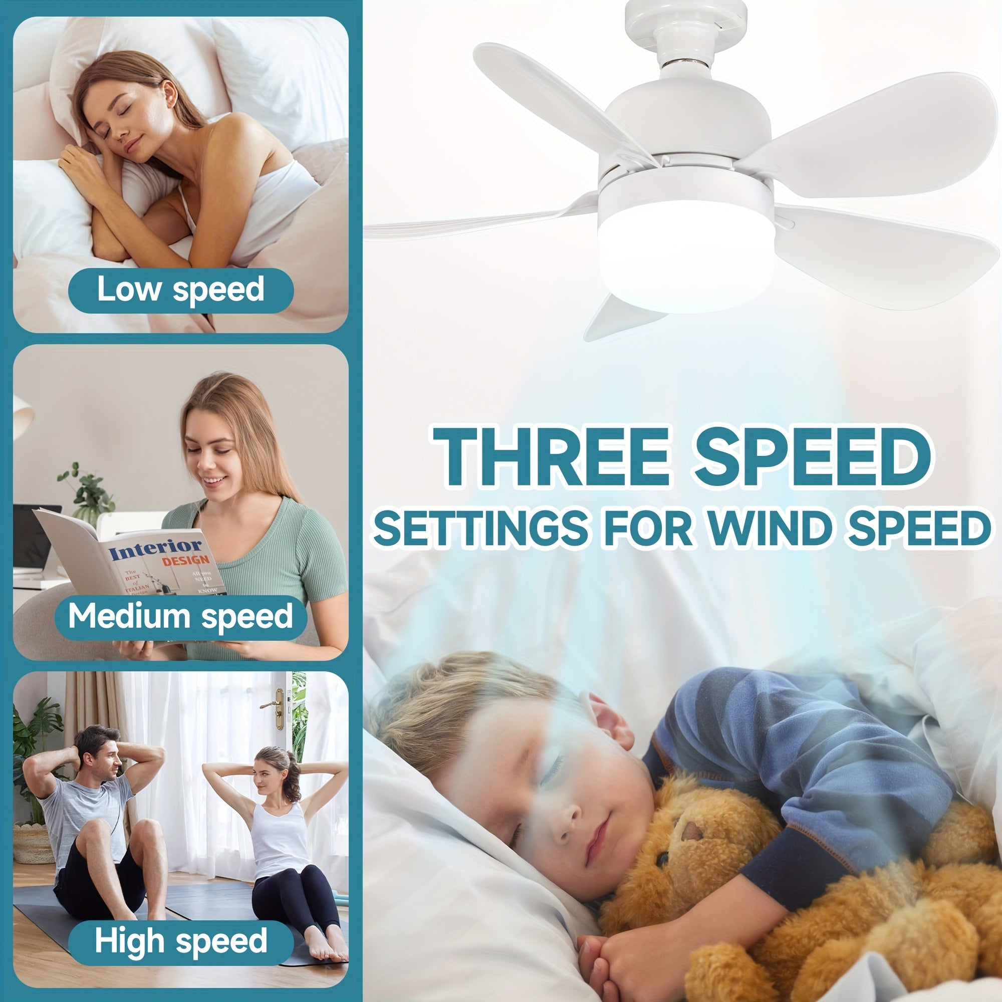 2-Pack LED Ceiling Fan Bulbs with Adjustable Brightness and Speed Remote Control