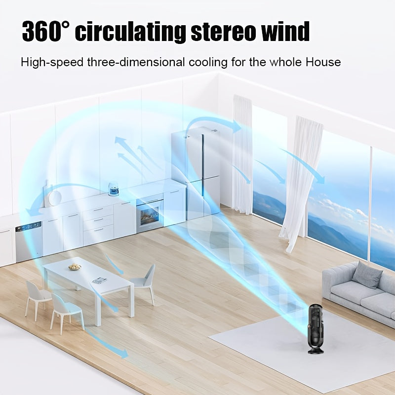 Rechargeable Personal Air Tower Fan with LED Display, 5 Speeds, 720° Oscillation