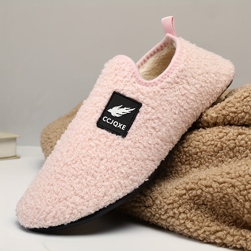 Women's Fleece-Lined Indoor Slippers Warm Plush Home Shoes
