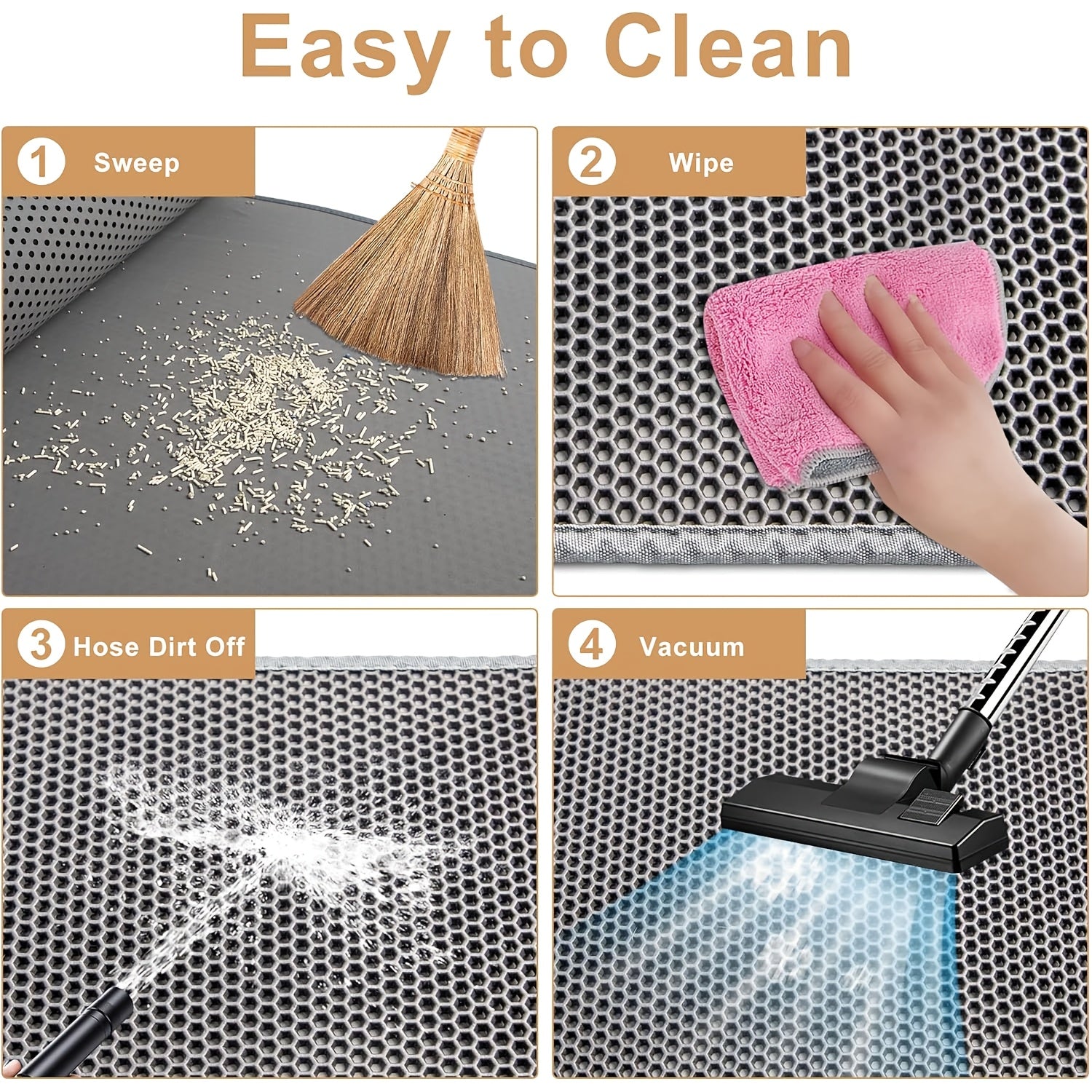 XL Honeycomb EVA Non-Slip Cat Litter Mat Double Layer Scratch-Resistant Sandbox Filter Pad