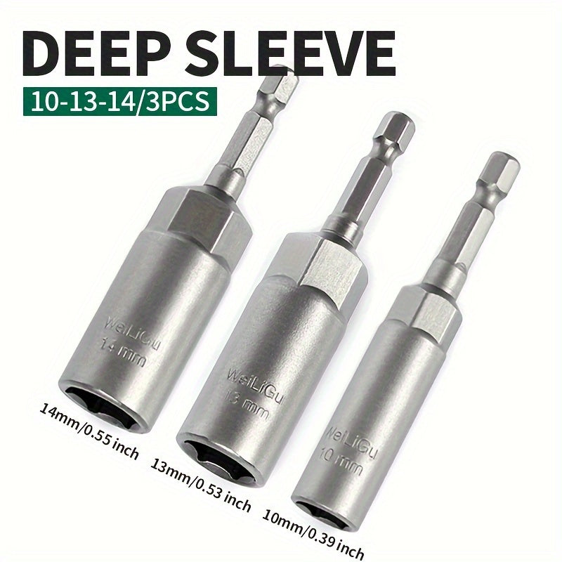 Juego de llaves de vaso profundo de 30mm, acero de vanadio cromado, llave hexagonal extendida, no magnética