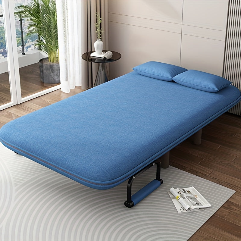 3-in-1 Convertible Sofa Bed with Memory Foam and Stainless Steel Frame for Office Naps in Grey or Blue