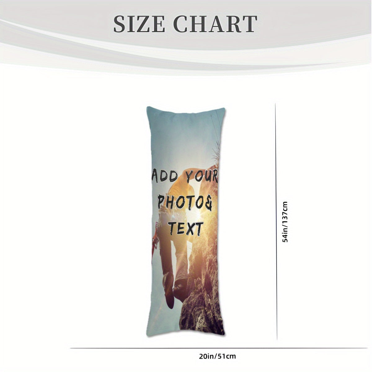 Personalized Long Body Pillowcase 20x54 Inches Custom Photo or Text Soft Cover