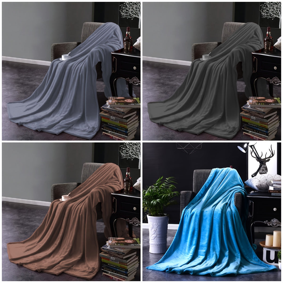 Manta de felpa engrosada de color sólido, multipropósito, para cama, descanso y mascotas, 1 pieza