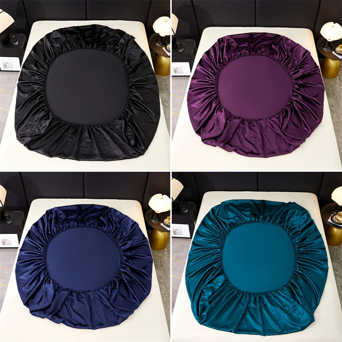 Silky Satin Bedding Set 4 Piece 80g Light Luxury Bed Linen with Fitted Sheet