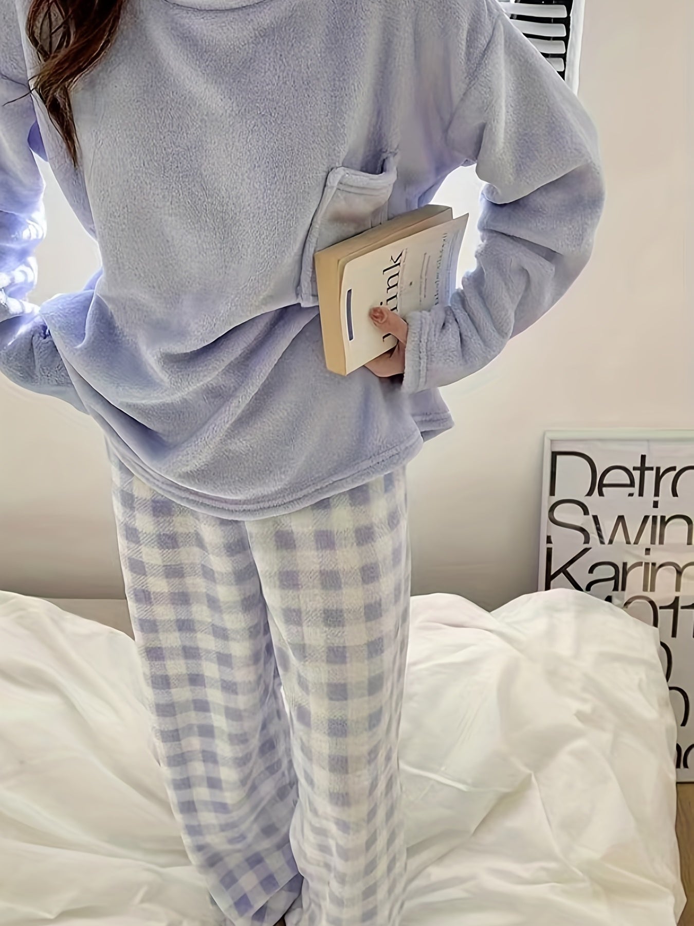 Teen Velvet Plaid Pajama Set for Winter Cozy Sleepwear