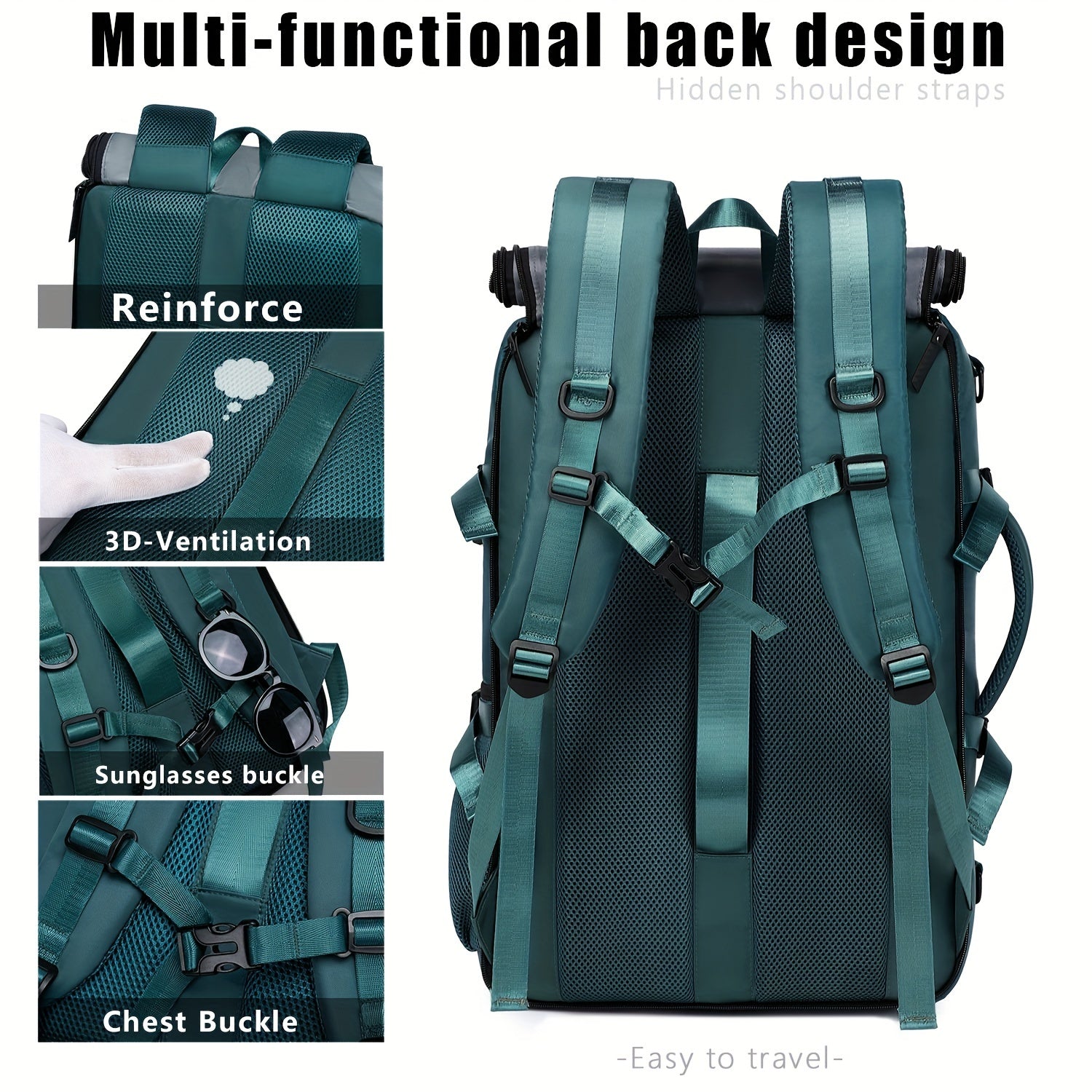 Erkaklar uchun ko'p funksiyali sayohat ruksak, aviakompaniyalar tomonidan tasdiqlangan, noutbuklar, maktab, qo'l yuklari, ochiq sportlar uchun mo'ljallangan va poyabzal bo'limini o'z ichiga oladi.