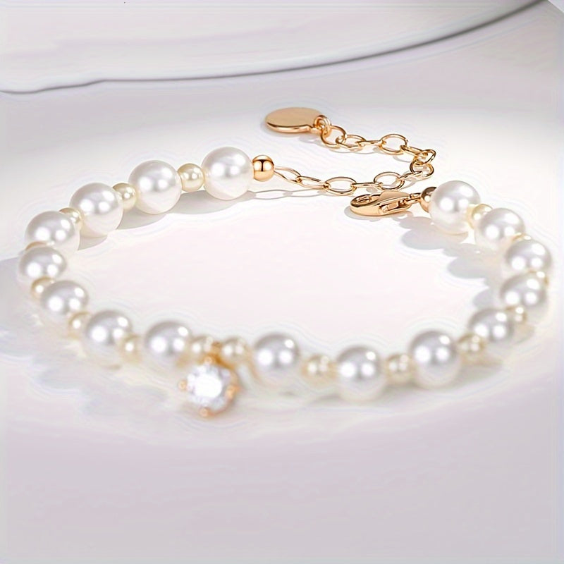 Zarif Qo'l Bilaguzuk Zargarlik To'plami, 0.5 Karat Moissanite Pendanti, Qobiq Marvarid To'plari va 925 Sterling Kumush bilan sovg'a qutisi.