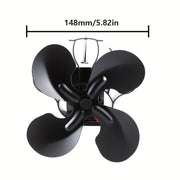 Heat Powered Wood Stove Fan 4 Blades Non-Electric Thermoelectric Fireplace Fan
