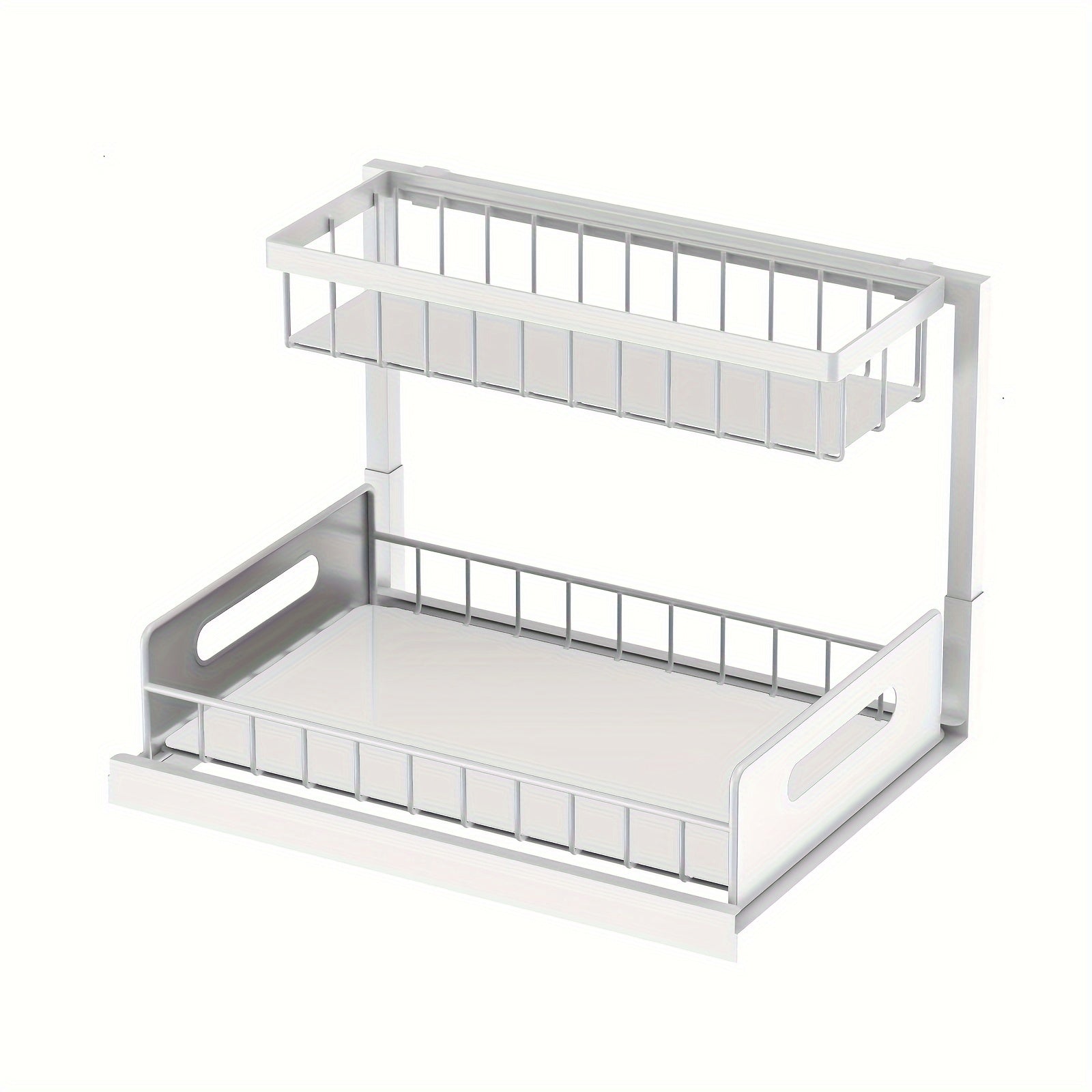 Metal Storage Shelf for Kitchen and Bathroom Cabinets 2-Tier Pull-Out Organizer