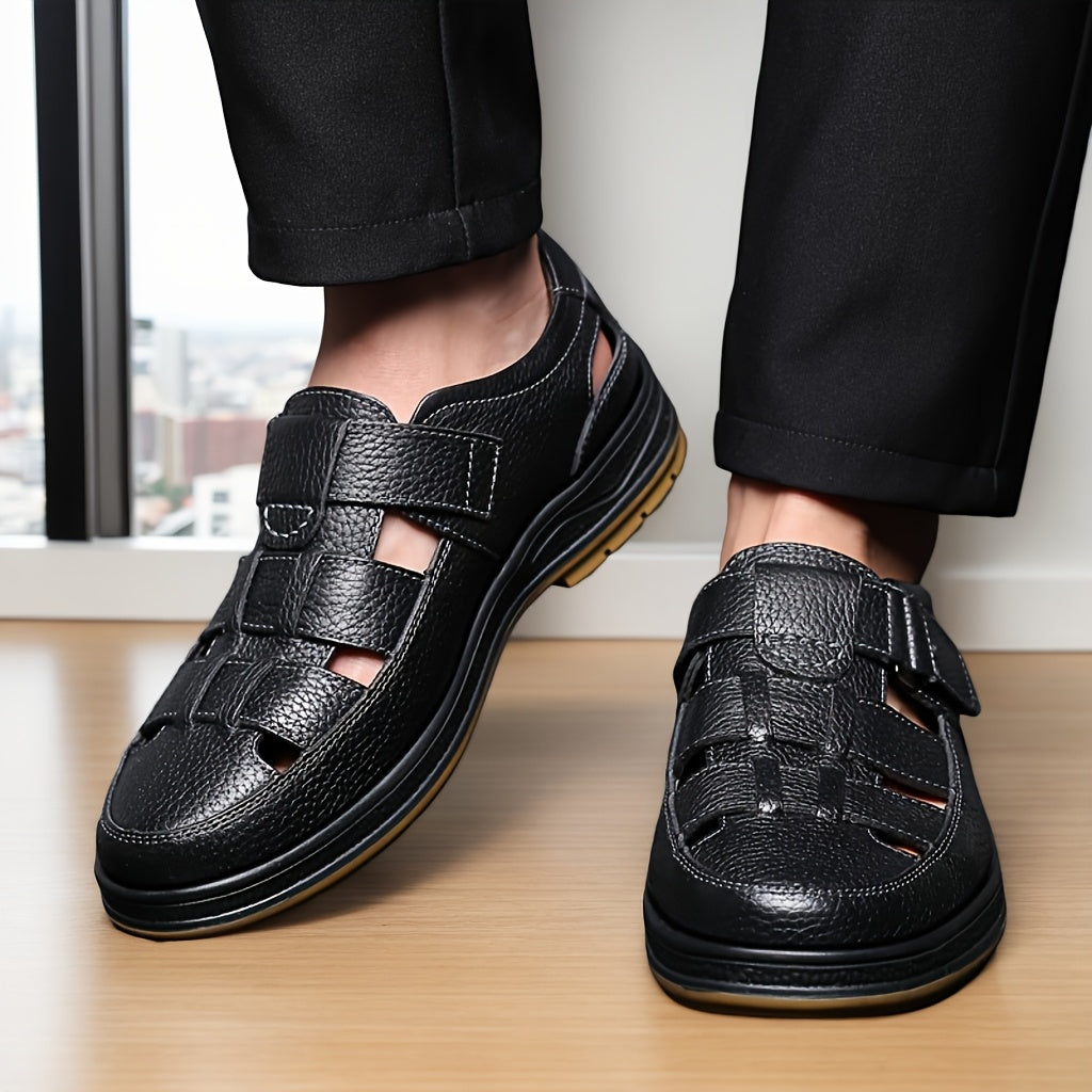 Erkaklar uchun 2025-yil yozgi bo'sh joyli tasodifiy poyabzal, yuqori qatlamli mol go'shti ustki qismi, sirpanmaydigan kauchuk taglik va nafas oladigan hidga qarshi plyaj sandallari, piyoda yurish va ochiq havoda faoliyatlar uchun.