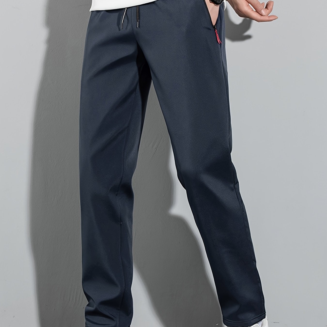 Men's Plus Size Joggers with Zipper Detail Casual Spring Summer Polyester Loose Fit