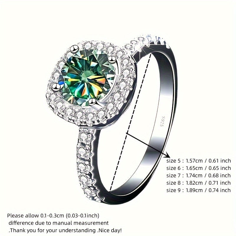 Anillo de promesa con incrustación de moissanita de 3ct en plata de ley para compromiso, boda y aniversario