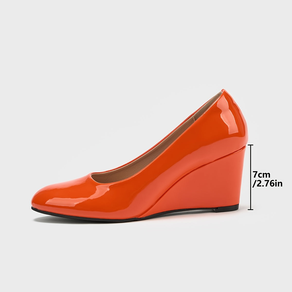 Women's Orange Glossy High Heel Pumps Breathable Dress Shoes