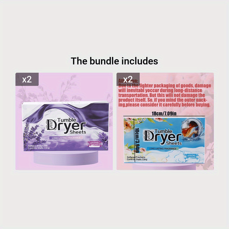 Tabletas para lavandería en secadora - Eliminador de olores, fragancia, suavizante de ropa, 40 piezas