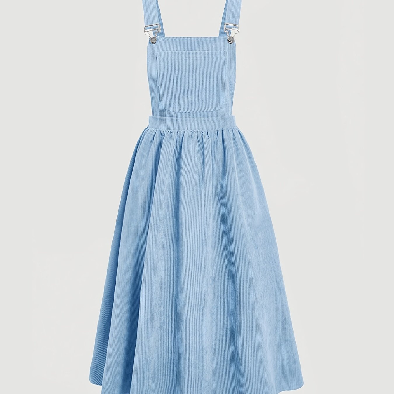 Women's Wide Strap Pinafore Dress with Patched Pocket and Backless Design for Summer