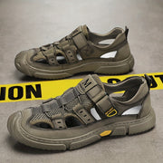 Men's Casual Summer Shoes Rubber Sole Anti-slip Solid Color Outdoor Wading Head Cover