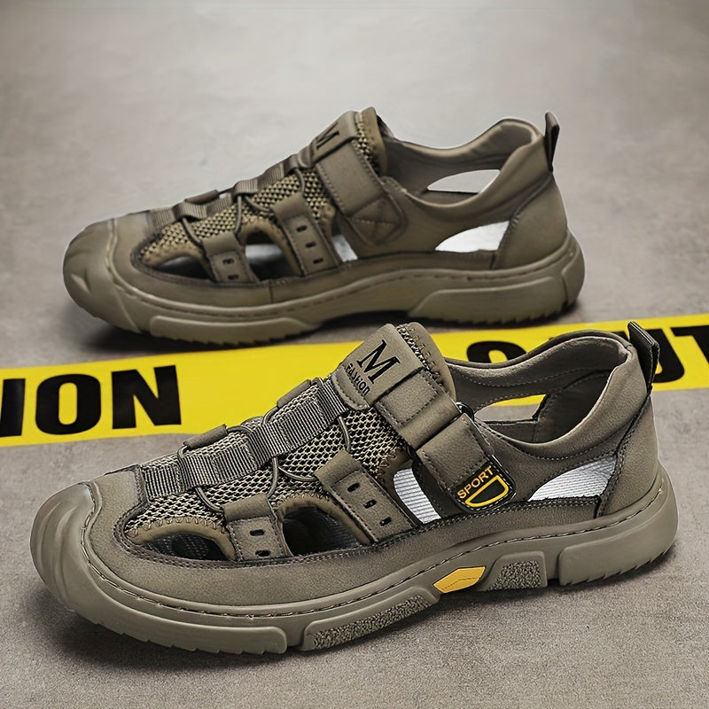 Men's Casual Summer Shoes Rubber Sole Anti-slip Solid Color Outdoor Wading Head Cover