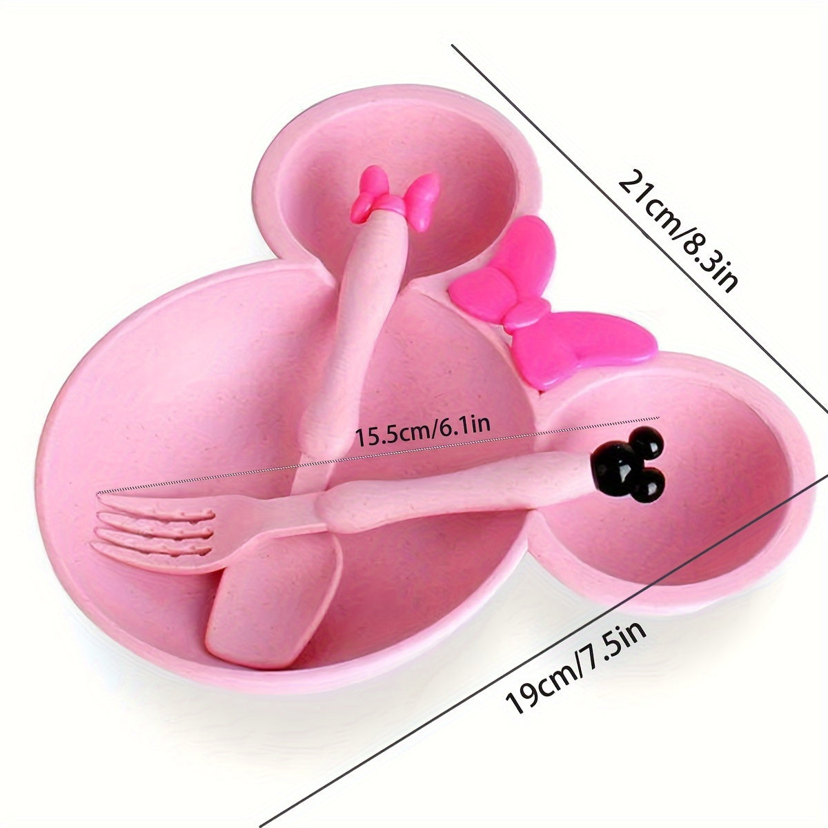 Kids' Cartoon Shaped Training Bowl Set with Divided Snack Plate and Cutlery