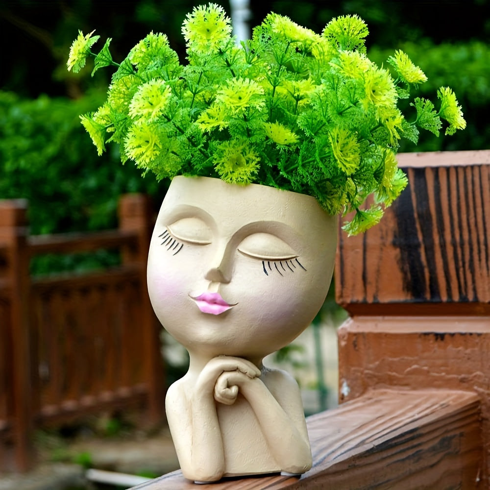 Resin Decorative Facial Vase for Home Office Garden Christmas Halloween Gift