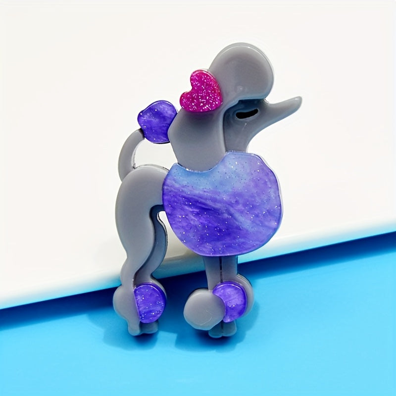 Vintage Acrylic Dog Brooch for Women Sparkling Glitter Animal Pin Jewelry