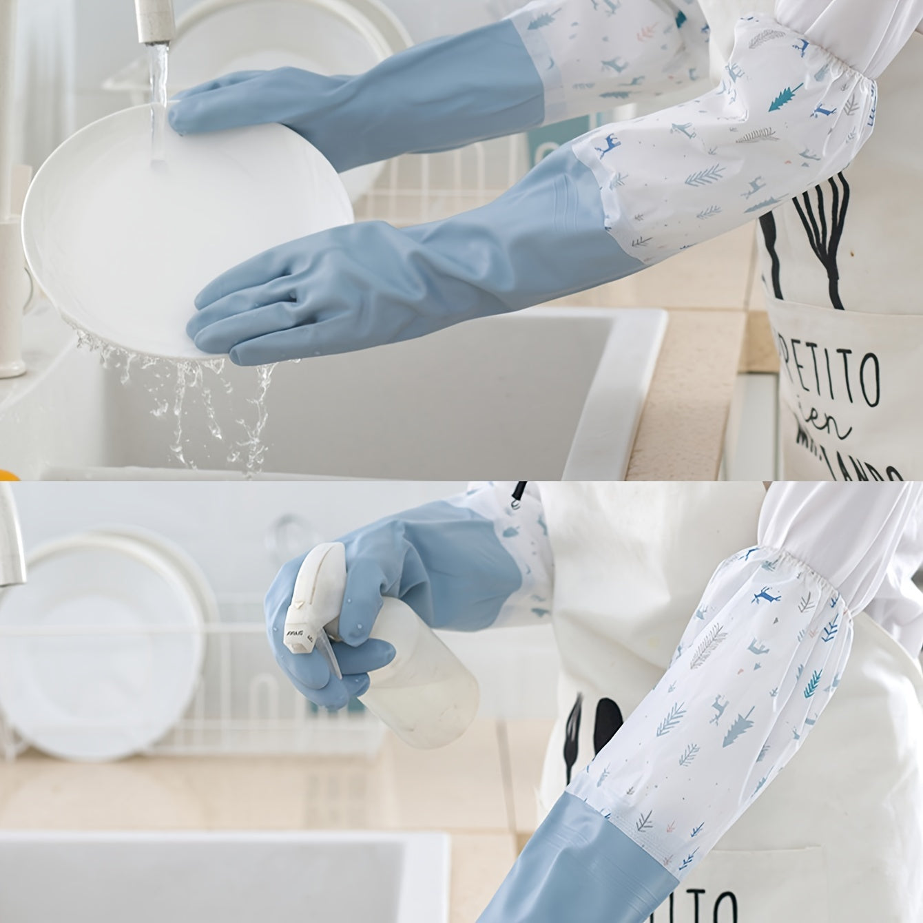 Mustahkam kauchuk tozalash qo'lqoplari - qo'shimcha qalin, suv o'tkazmaydigan, sirpanmaydigan oshxona, idish yuvish va uyda foydalanish uchun - qo'rg'oshinsiz, 3 rangda (Katta)