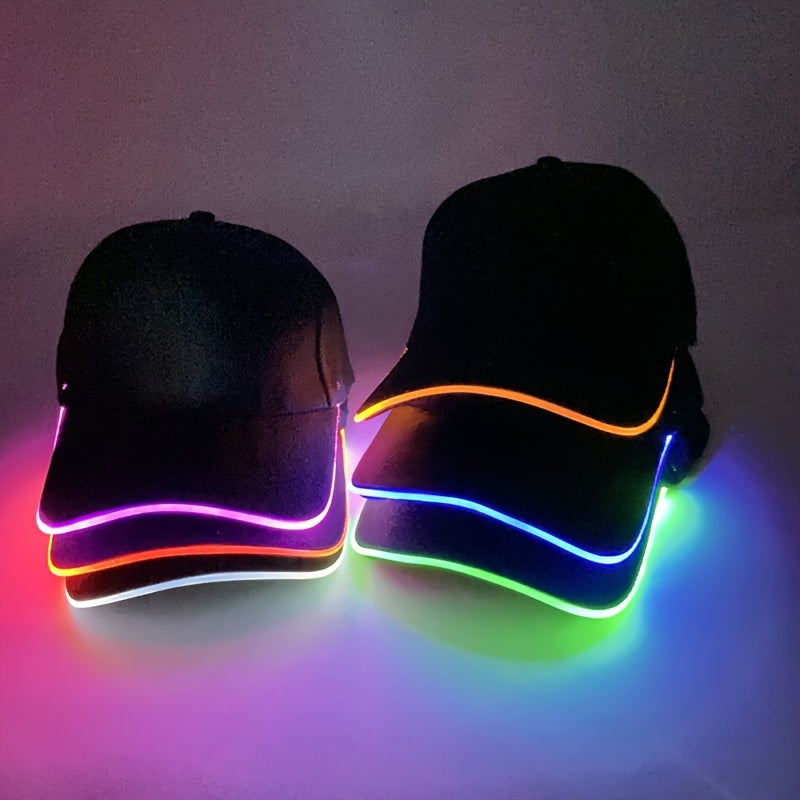 Gorra de béisbol con luz LED para fiestas y eventos. Baterías incluidas
